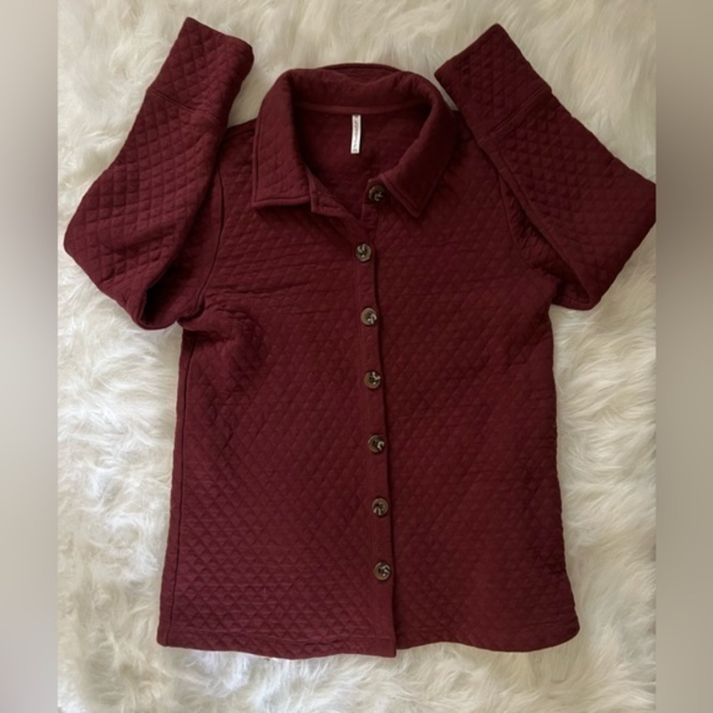 Passports button down sweater, medium